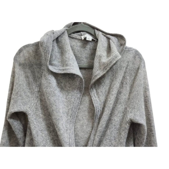 WHITE WARREN Cashmere Trapeze Cardigan Cashmere Hooded Sweater Gray Size S - Picture 4 of 13